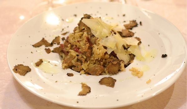 Rižota s tartufi in slanino