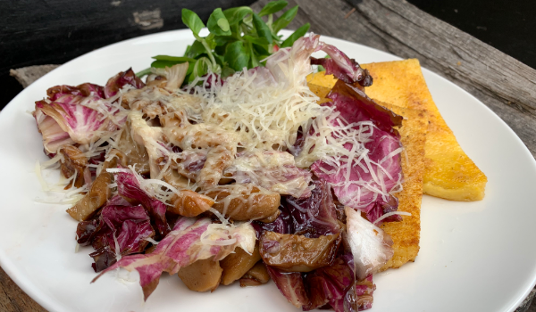 Polenta z radičem in jurčki